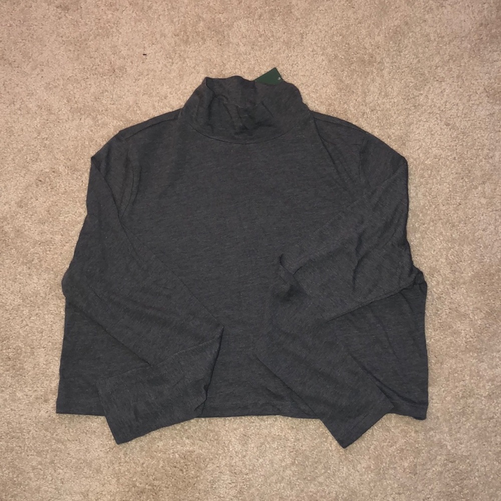 Wild Fable Boxy Mockneck Crop Top Longsleeve Grey